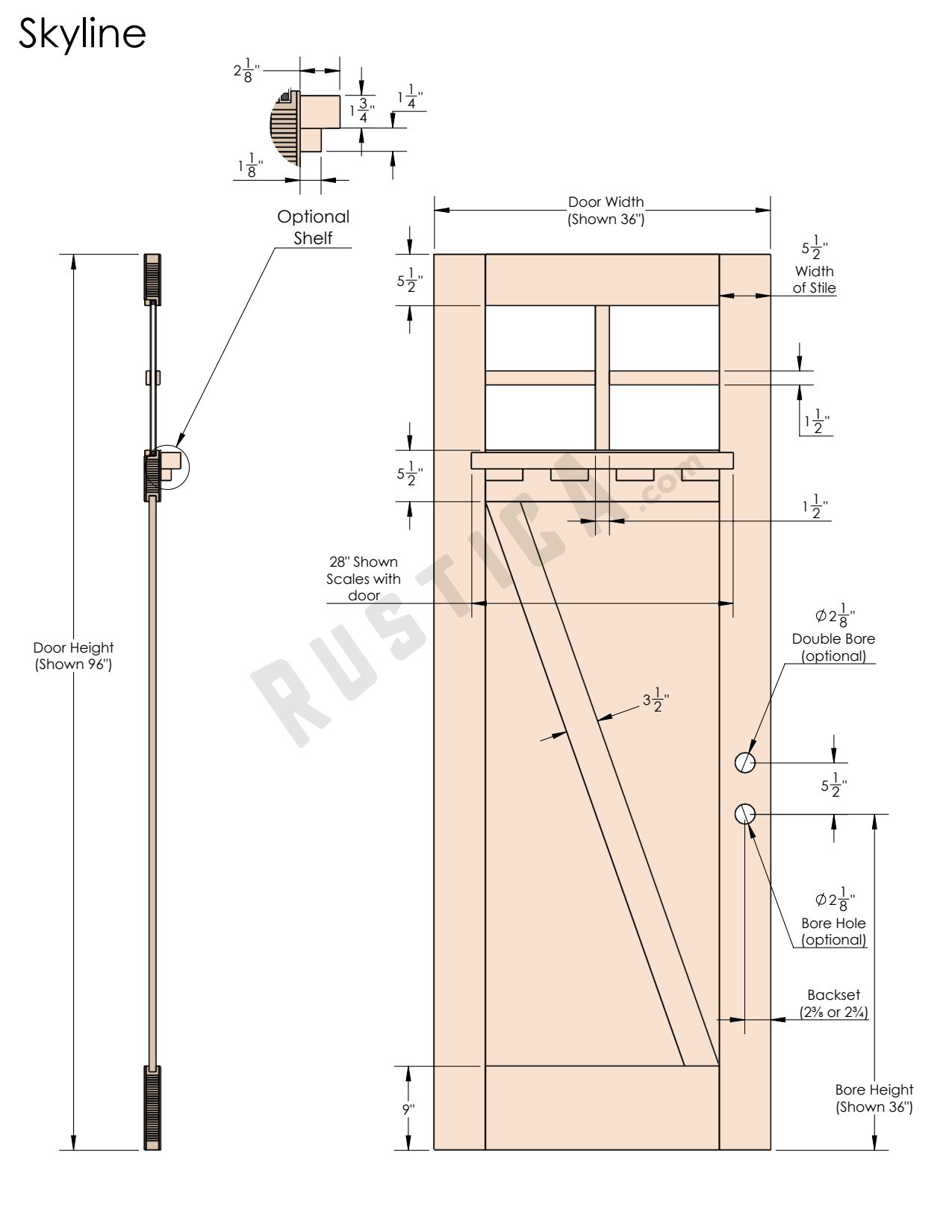 Skyline Exterior Slab Door | Rustica